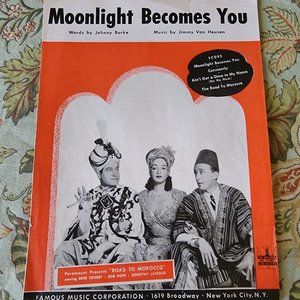 Vintage Moonlight Becomes You Sheet Music Bing Crosby Bob Hope Dorothy Lamour 42